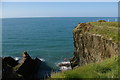 SN0239 : Coast path above overhanging cliff, near Aber Fforest by Christopher Hilton