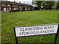 Bilingual name sign Llangorse Road/Ffordd Llangors, Llanyravon, Cwmbran