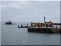 SY3491 : Lyme Regis,  dredging harbour entrance 2017 by John Stephen