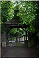 Gate to private estate opposite the iron footbridge