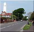 ST3050 : Walkers near Grade II listed High Lighthouse, Burnham-on-Sea by Jaggery