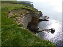 SY9876 : Cliffs and cave, Seacombe by Maurice D Budden