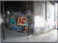 View of street art under the railway bridge on Corbridge Crescent