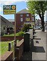 Plaid Cymru placards on display in Holton Road, Barry