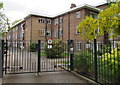 Kingfisher Court entrance gates, East Molesey, Surrey