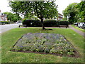 Flowerbed and benches, East Molesey
