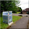 Clothing bank in the grounds of a Lydney school