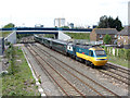 Retro-liveried HST in Cardiff