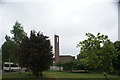 View of St. John the Baptist church on Wanstead Park Road from the path into Wanstead Park