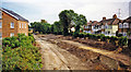 Croydon Tramlink under construction at site of Mitcham station, 1998