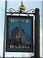 Sign for the Hare & Barrel public house, Watton