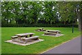SP0191 : Picnic tables in Dartmouth Park, West Bromwich by P L Chadwick