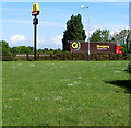 ST3552 : McDonald's name sign on  a pole, Sedgemoor Services Southbound by Jaggery