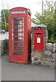 Telephone box and postbox, High Street, Dalbeattie