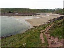 SS0597 : The Pembrokeshire Coast Path at Manorbier Bay by Dave Kelly