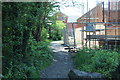 Path between stream and construction site, Caerphilly