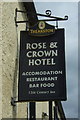 Hanging sign for the Rose & Crown Hotel, Bainbridge