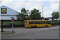 SO1409 : Yellow school bus parked alongside Stockton Way, Tredegar by Jaggery
