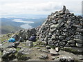 NN0546 : Summit cairn, Beinn Sgulaird by Peter S