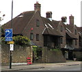 Blue sign for a part-time cycle lane, Hampton Court Road, East Molesey