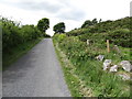 Dolmen Road climbing westwards to the col overlooking Legananny Road