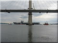 NT1180 : 'HMS Queen Elizabeth' and The Queensferry Crossing by M J Richardson