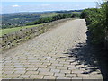 The cobbled Heath House Lane at Bolster Moor