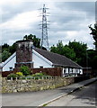 Bungalow and pylon, The Cutting, Llanfoist