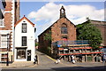 SJ4065 : 13a Lower Bridge Street and St Olave's Church, Chester by Jeff Buck