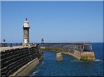NZ9011 : The East Pier, Whitby Harbour Mouth by James T M Towill