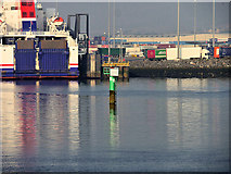 J3778 : Belfast Docks, Marker Post No 15 and Victoria Terminal Number 4 by David Dixon