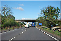 TL1395 : A1 northbound at A605 bridge by Robin Webster