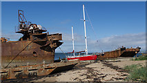 NH7067 : Vessels beside Inverbreakie Pier, Balblair by Julian Paren