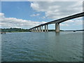 TM1741 : The eastern end of Orwell Bridge, from the north by Christine Johnstone