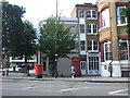 Double aperture Elizabeth II postbox and telephone box on Clerkenwell Road, London EC1