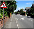 Warning sign - road narrows, Heol Don, Whitchurch, Cardiff