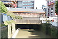 View of Limehouse Lock from the bridge on the Thames Path