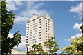 View of a towerblock in the Quarterdeck development from Westferry Road