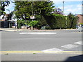 Crossroads with mini-roundabout in Oxted