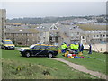 H M Coastguard  cliff  rescue  practice  above  Porthmeor  Beach