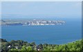 Luccombe Village with Culver Cliff and the mainland beyond