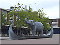 Longboat and elephant, public artwork in Kirkby