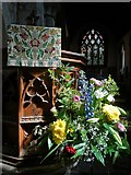 SK9324 : Flowers by the pulpit by Neil Theasby
