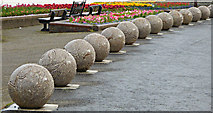 NS2377 : Granite balls at Gourock War Memorial by Thomas Nugent
