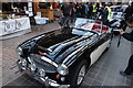 View of an Austin Healey in Greenwich Market for the Mean Old Timers meet-up