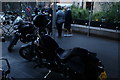 View of a classic motorbike in Greenwich Market for the Mean Old Timers meet-up #6