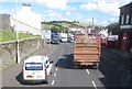 A truckfull of turnips making its way through heavy traffic in Church Street, Downpatrick