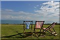 South Foreland Lighthouse: Three of many deck chairs provided for visitor use