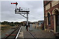 Signal gantry at Oswestry station