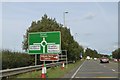 SU4098 : Second advance sign for roundabout at Kingston Bagpuize by David Smith